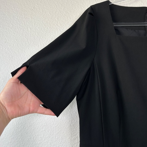 Ann Taylor size 14 square neck sheath dress black knee length career wear - Picture 4 of 10